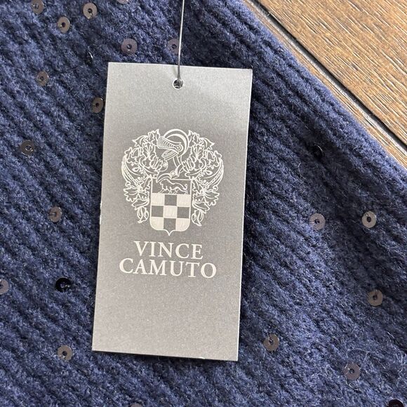 Vince Camuto Sequined Raglan Long Sleeve Sweater Mademoiselle Navy Size S - Picture 10 of 11